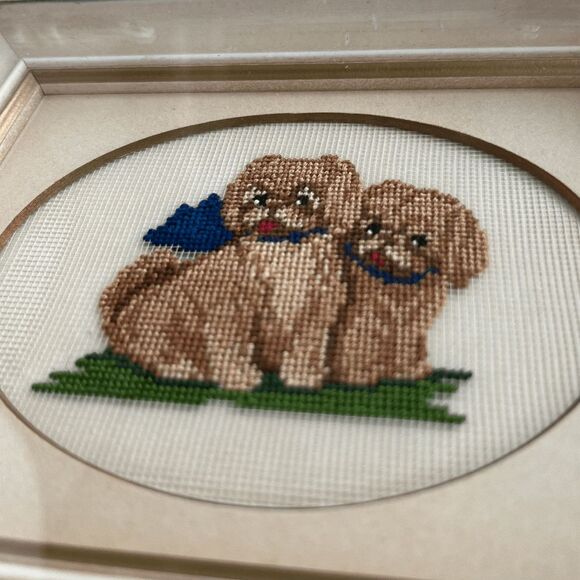 VTG Micro Needlepoint Shih Tzu Puppy Art Signed Marge Higgins Cottagecore Galler - Picture 2 of 10